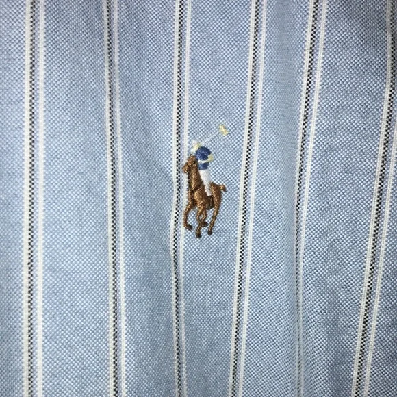 Ralph Lauren Men’s Classic Fit Light Blue White Black Pinstripe Button-Up Shirt - Picture 3 of 9